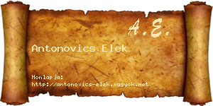 Antonovics Elek névjegykártya