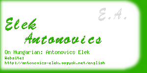 elek antonovics business card